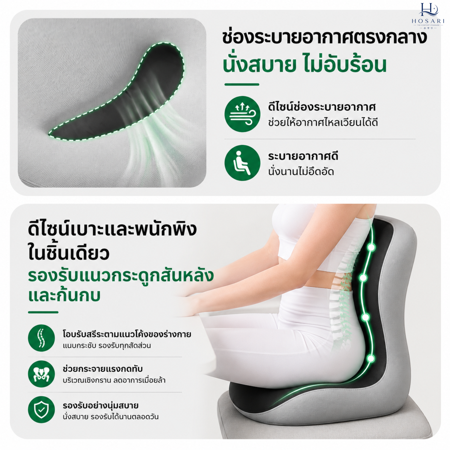 เบาะรองนั่งเเก้ปวดหลัง สำหรับขับรถ/นั่งทำงาน