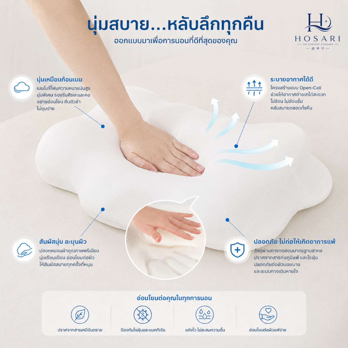 Hosari หมอนเมฆหลับลึก ตื่นมาสดชื่น