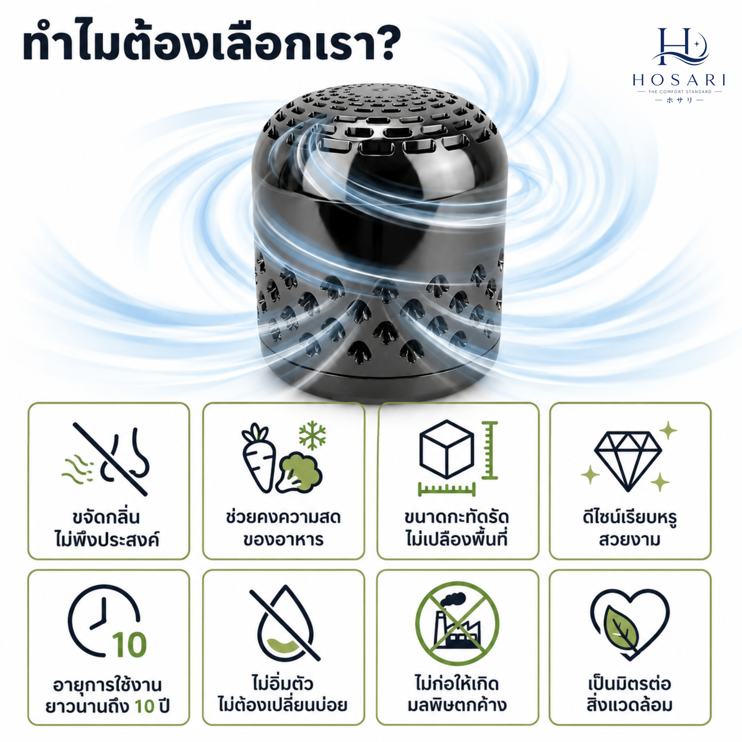 Hosari ที่ดับกลิ่นตู้เย็นอัจฉริยะ ใช้ได้นาน 10 ปี