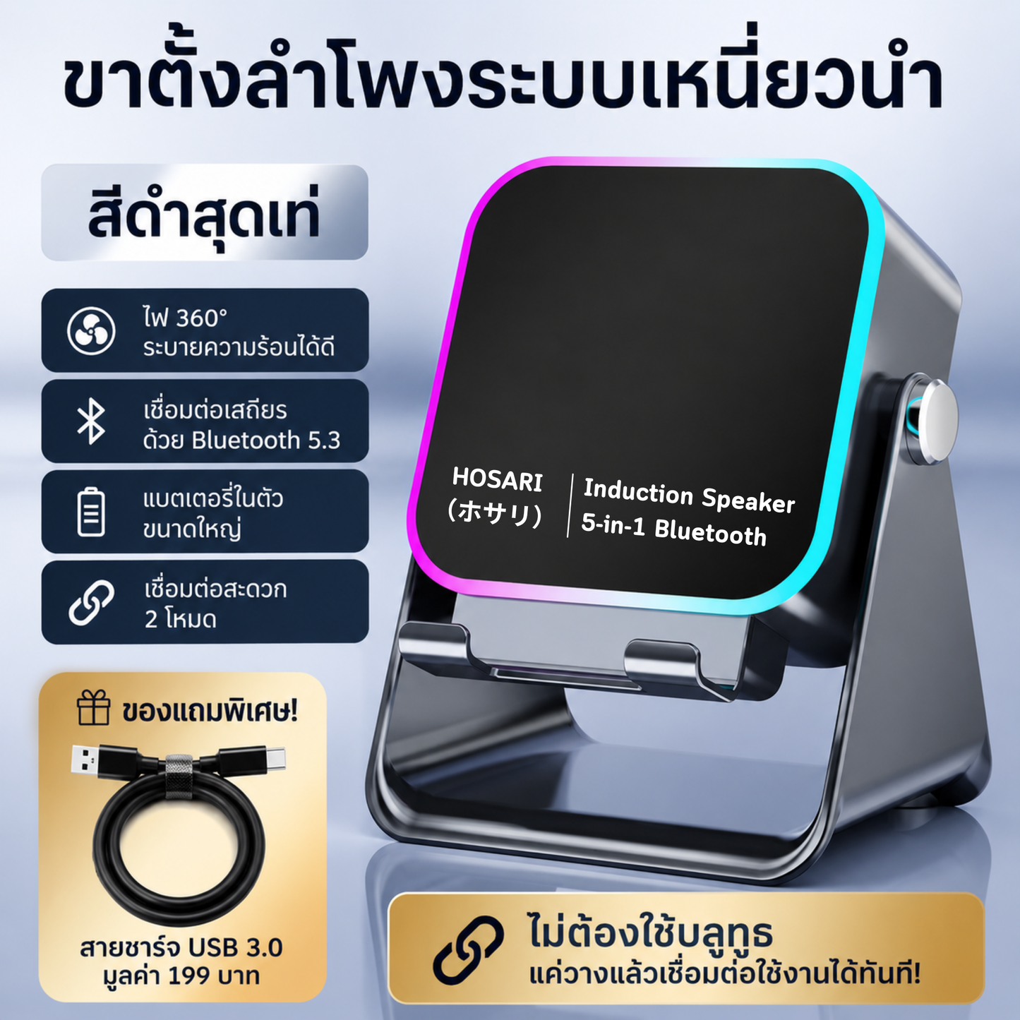 ลำโพงเนี่ยวนำไร้สาย  ของเเท้ รับประกันสินค้า 3 เดือน