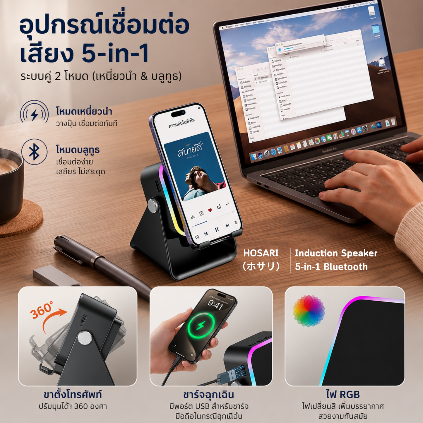 ลำโพงเนี่ยวนำไร้สาย  ของเเท้ รับประกันสินค้า 3 เดือน