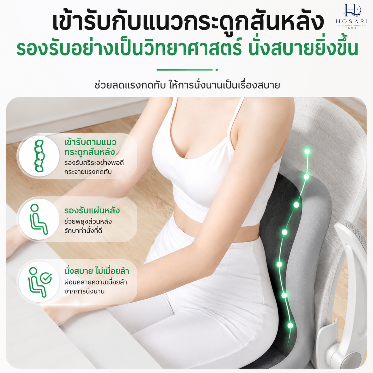 เบาะรองนั่งเเก้ปวดหลัง สำหรับขับรถ/นั่งทำงาน