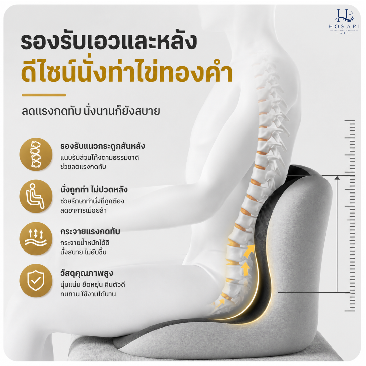 เบาะรองนั่งเเก้ปวดหลัง สำหรับขับรถ/นั่งทำงาน
